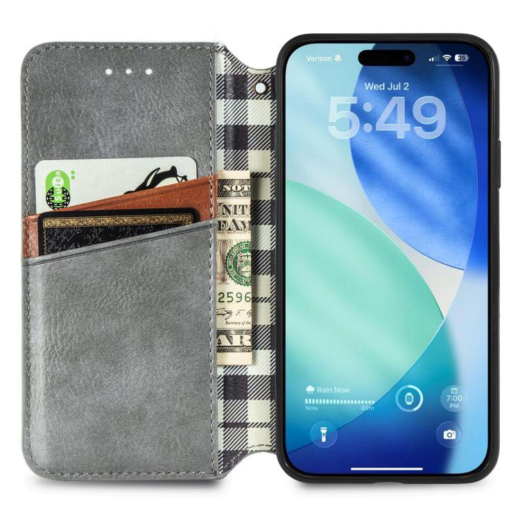 For iPhone Air Cubic Grid Pressed Magnetic Leather Phone Case(Gray) - iPhone Air Cases by buy2fix | Online Shopping UK | buy2fix
