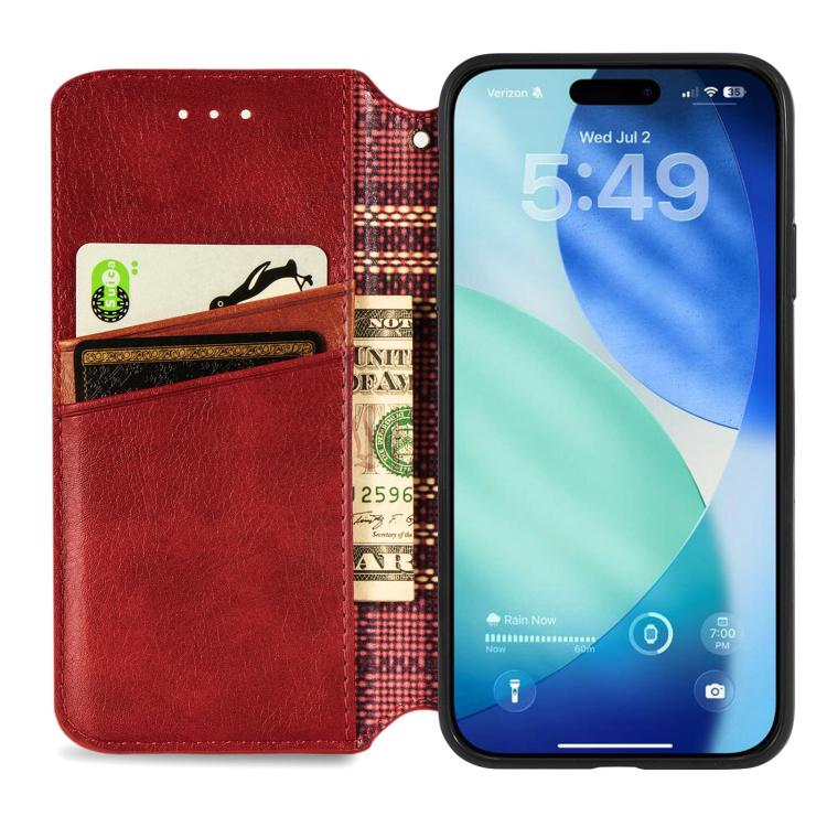 For iPhone Air Cubic Grid Pressed Magnetic Leather Phone Case(Red) - iPhone Air Cases by buy2fix | Online Shopping UK | buy2fix