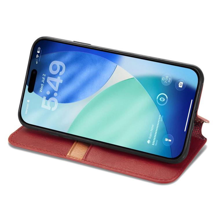 For iPhone Air Cubic Grid Pressed Magnetic Leather Phone Case(Red) - iPhone Air Cases by buy2fix | Online Shopping UK | buy2fix