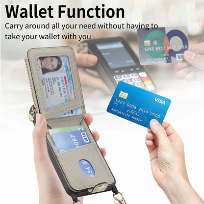 For iPhone 15 Pro Crossbody Love Zipper Leather Back Phone Case(White) - iPhone 15 Pro Cases by buy2fix | Online Shopping UK | buy2fix