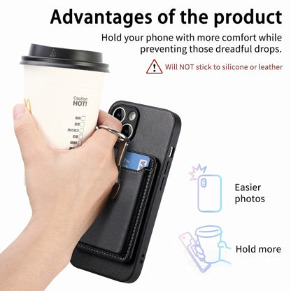 For iPhone 15 Plus Skin Feel Ring Holder Wallet Magnetic Phone Case(Black) - iPhone 15 Plus Cases by buy2fix | Online Shopping UK | buy2fix
