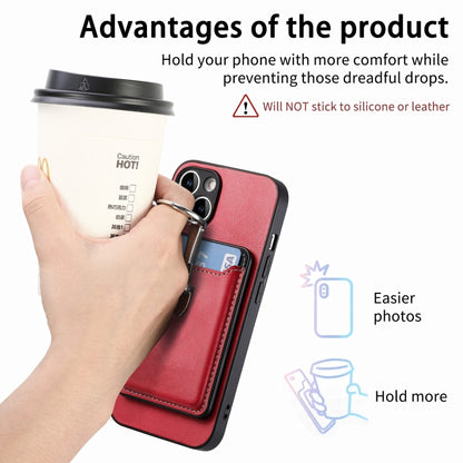 For iPhone 15 Plus Skin Feel Ring Holder Wallet Magnetic Phone Case(Red) - iPhone 15 Plus Cases by buy2fix | Online Shopping UK | buy2fix