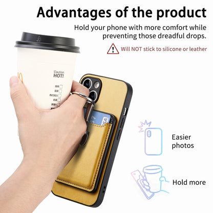 For iPhone 15 Plus Skin Feel Ring Holder Wallet Magnetic Phone Case(Yellow) - iPhone 15 Plus Cases by buy2fix | Online Shopping UK | buy2fix