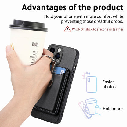 For iPhone 15 Pro Skin Feel Ring Holder Wallet Magnetic Phone Case(Black) - iPhone 15 Pro Cases by buy2fix | Online Shopping UK | buy2fix