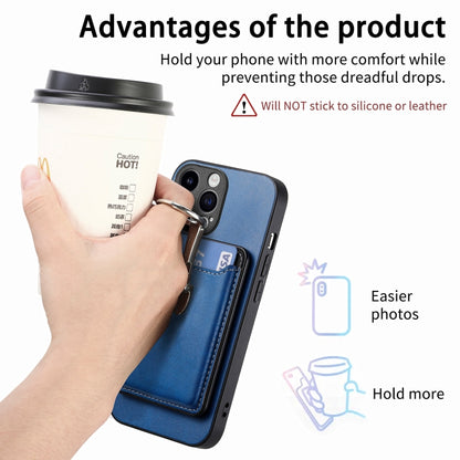 For iPhone 15 Pro Skin Feel Ring Holder Wallet Magnetic Phone Case(Blue) - iPhone 15 Pro Cases by buy2fix | Online Shopping UK | buy2fix