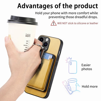 For iPhone 15 Pro Skin Feel Ring Holder Wallet Magnetic Phone Case(Yellow) - iPhone 15 Pro Cases by buy2fix | Online Shopping UK | buy2fix