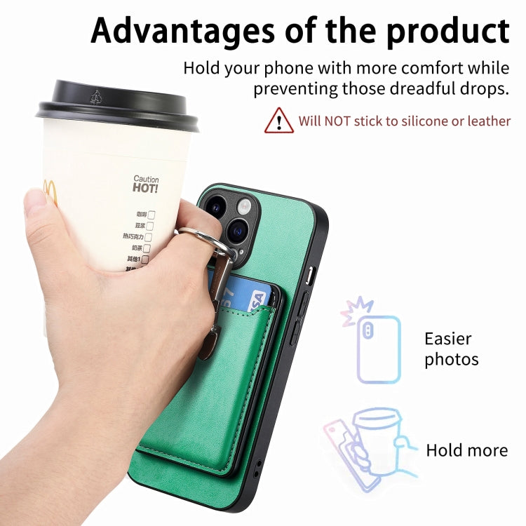 For iPhone 15 Pro Skin Feel Ring Holder Wallet Magnetic Phone Case(Green) - iPhone 15 Pro Cases by buy2fix | Online Shopping UK | buy2fix