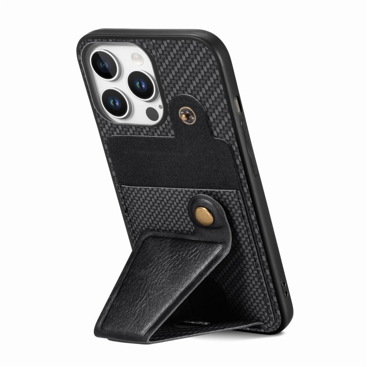 For iPhone 16 Pro Max Carbon Fiber Wallet Flip Card K-shaped Holder Phone Case(Black) - iPhone 16 Pro Max Cases by buy2fix | Online Shopping UK | buy2fix