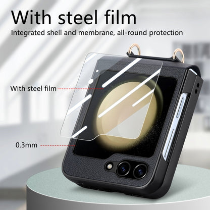 For Samsung Galaxy Z Flip5 5G Crossbody Litchi Texture PU Integrated Phone Case(Black) - Galaxy Z Flip5 Cases by buy2fix | Online Shopping UK | buy2fix