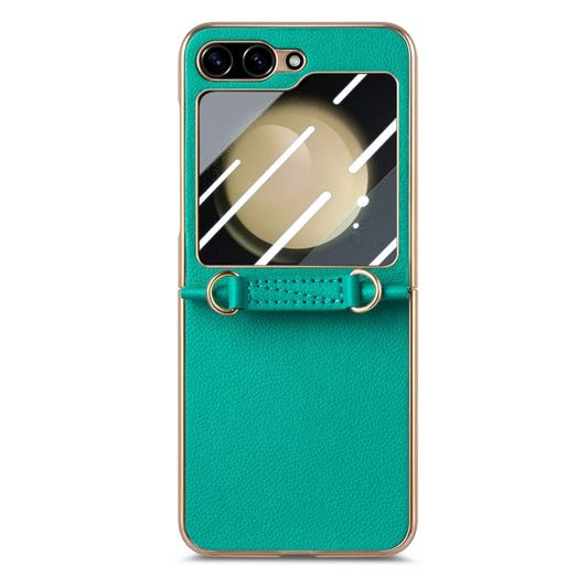 For Samsung Galaxy Z Flip5 5G Crossbody Litchi Texture PU Integrated Phone Case(Green) - Galaxy Z Flip5 Cases by buy2fix | Online Shopping UK | buy2fix