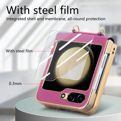 For Samsung Galaxy Z Flip5 5G Crossbody Litchi Texture PU Integrated Phone Case(Purple) - Galaxy Z Flip5 Cases by buy2fix | Online Shopping UK | buy2fix