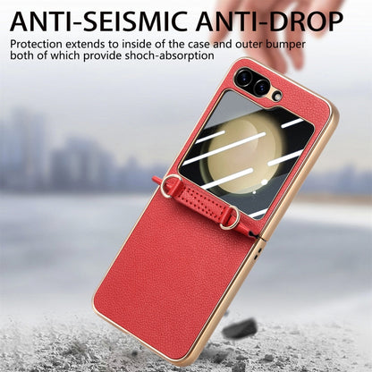 For Samsung Galaxy Z Flip5 5G Crossbody Litchi Texture PU Integrated Phone Case(Red) - Galaxy Z Flip5 Cases by buy2fix | Online Shopping UK | buy2fix