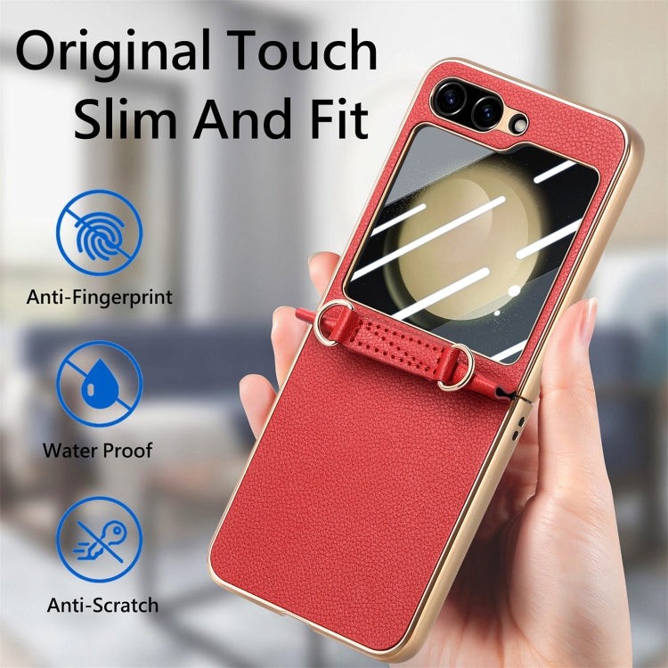 For Samsung Galaxy Z Flip5 5G Crossbody Litchi Texture PU Integrated Phone Case(Red) - Galaxy Z Flip5 Cases by buy2fix | Online Shopping UK | buy2fix