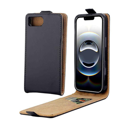 For iPhone 16e Vertical Flip Leather Phone Case with Card Slot(Black) - iPhone 16e Cases by buy2fix | Online Shopping UK | buy2fix