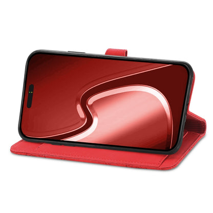 For iPhone 16 Embossed Flower Zipper Leather Phone Case(Red) by buy2fix