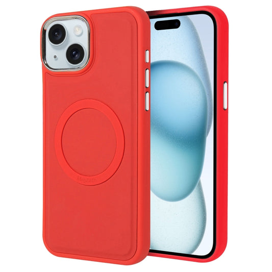 For iPhone 15 Imitation Liquid Skin Feel Plating Magsafe Phone Case(Red) - iPhone 15 Cases by buy2fix | Online Shopping UK | buy2fix