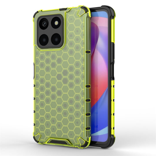 For Honor X6A 4G Shockproof Honeycomb Phone Case(Green)