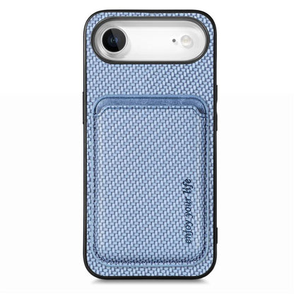 For iPhone Air Carbon Fiber Leather Card Magsafe Phone Case(Blue) - iPhone Air Cases by buy2fix | Online Shopping UK | buy2fix
