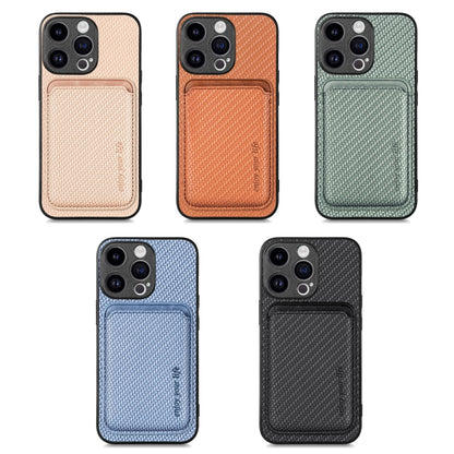 For iPhone Air Carbon Fiber Leather Card Magsafe Phone Case(Blue) - iPhone Air Cases by buy2fix | Online Shopping UK | buy2fix