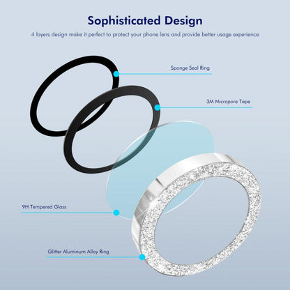 For iPhone 17 Pro / 17 Pro Max ENKAY Hat-Prince Glitter Rear Lens Aluminium Alloy Tempered Glass Film(Black) - iPhone 17 Pro Max Tempered Glass by ENKAY | Online Shopping UK | buy2fix