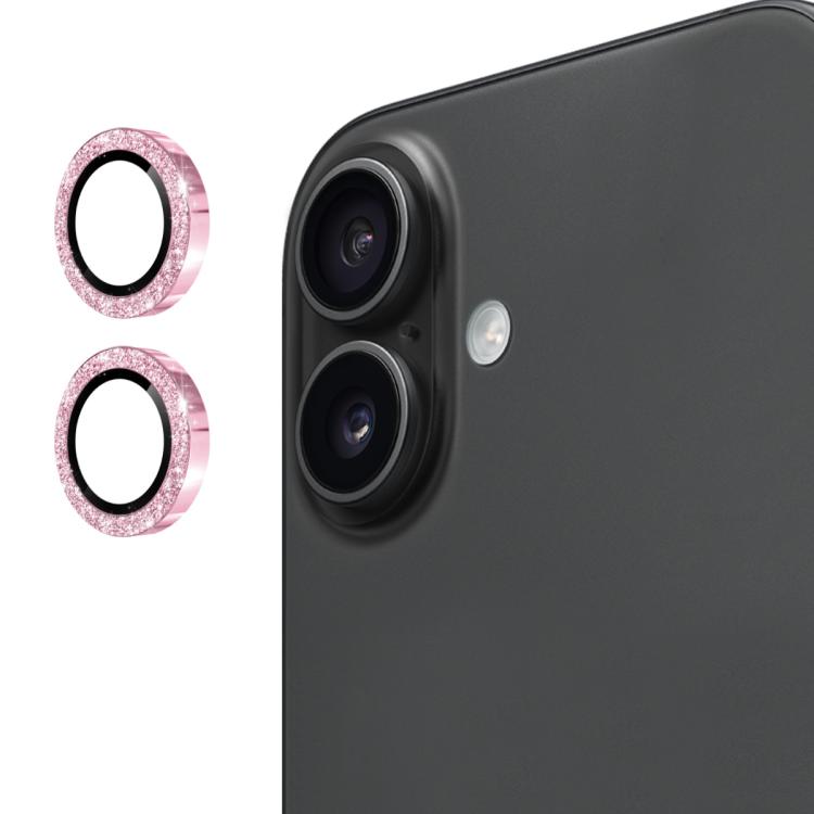 For iPhone 17 ENKAY Hat-Prince Glitter Rear Lens Aluminium Alloy Tempered Glass Film(Pink) - iPhone 17 Tempered Glass by ENKAY | Online Shopping UK | buy2fix