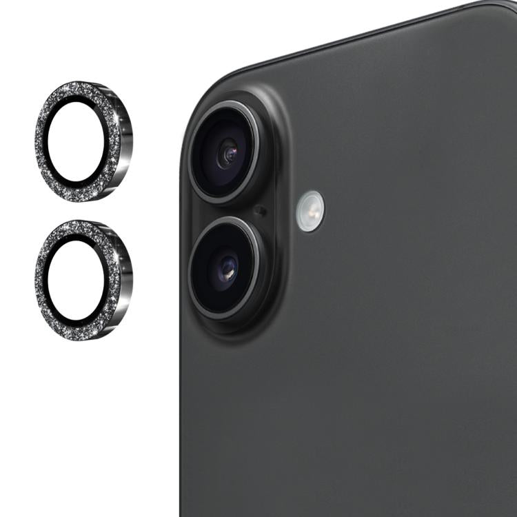 For iPhone 17 ENKAY Hat-Prince Glitter Rear Lens Aluminium Alloy Tempered Glass Film(Black) - iPhone 17 Tempered Glass by ENKAY | Online Shopping UK | buy2fix