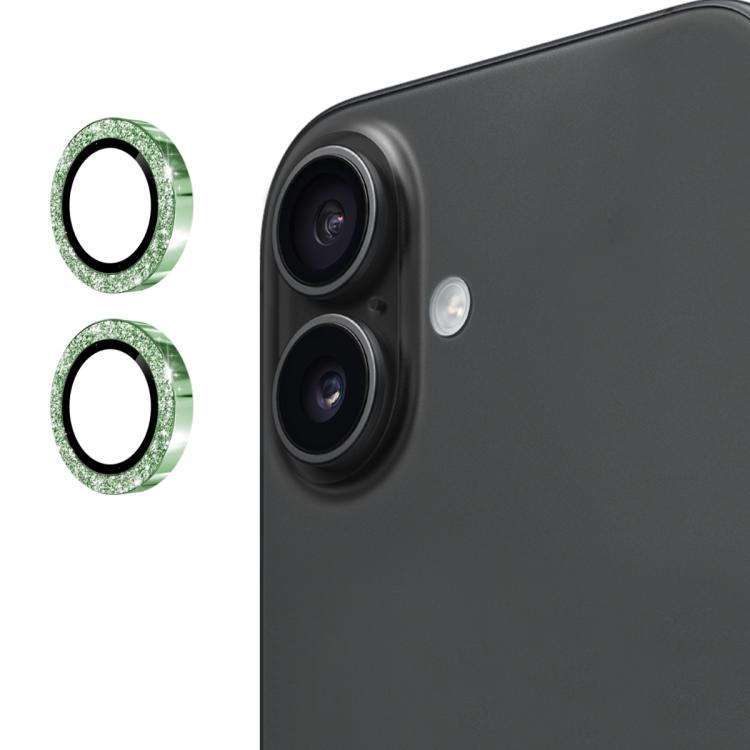 For iPhone 17 ENKAY Hat-Prince Glitter Rear Lens Aluminium Alloy Tempered Glass Film(Deep Green) - iPhone 17 Tempered Glass by ENKAY | Online Shopping UK | buy2fix