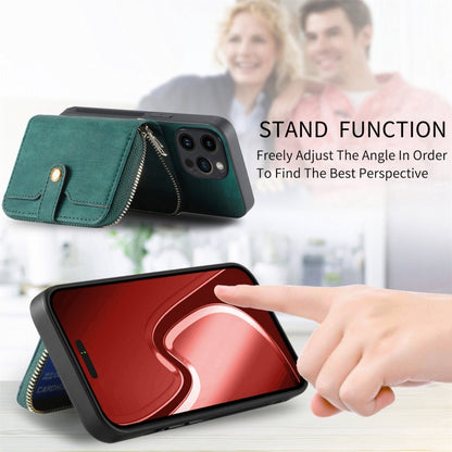 For iPhone 15 Pro Crossbody Multi-function Zipper Wallet Phone Case(Green) - iPhone 15 Pro Cases by buy2fix | Online Shopping UK | buy2fix