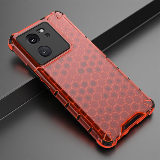 For Redmi K60 Ultra Shockproof Honeycomb Phone Case(Red) by buy2fix