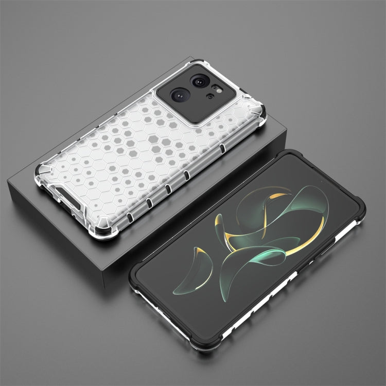 For Xiaomi 13T Shockproof Honeycomb Phone Case(White) by buy2fix