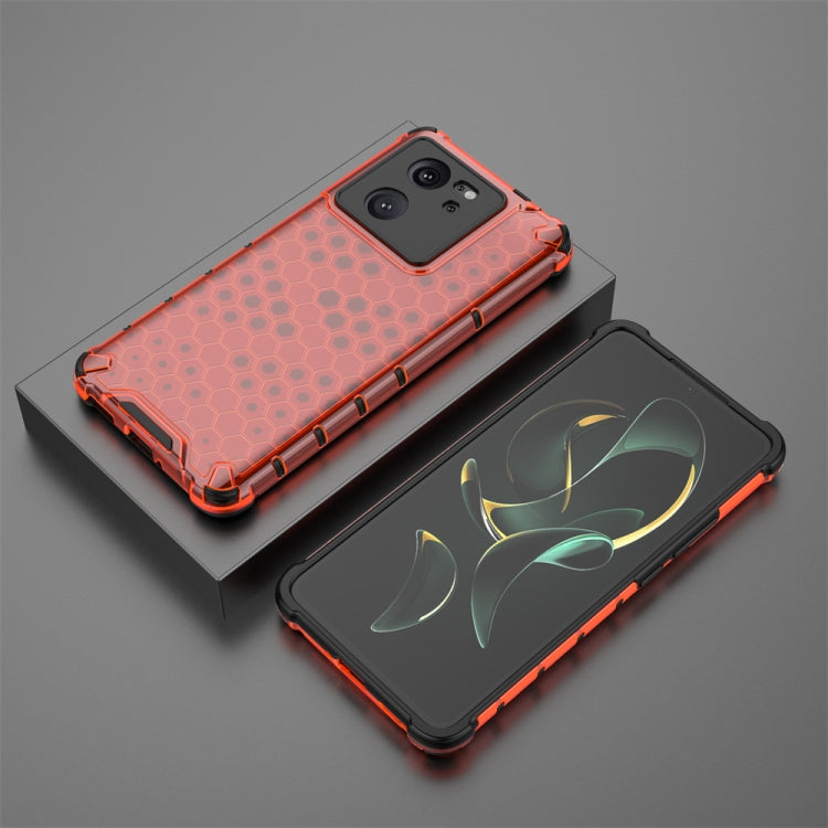 For Xiaomi 13T Pro Shockproof Honeycomb Phone Case(Red) by buy2fix