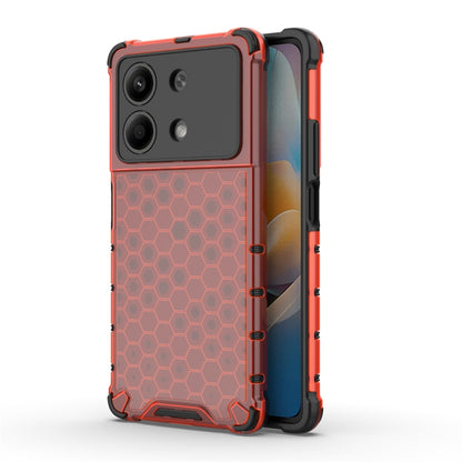 For Redmi Note 13R Pro Shockproof Honeycomb Phone Case(Red) - Xiaomi Cases by buy2fix | Online Shopping UK | buy2fix