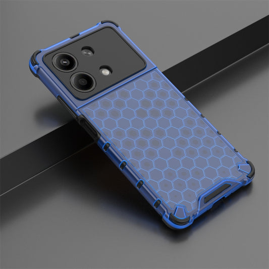 For Redmi Note 13R Pro Shockproof Honeycomb Phone Case(Blue) by buy2fix