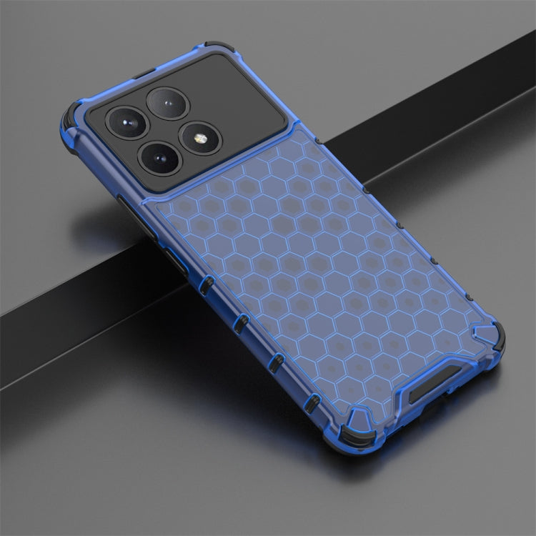 For Xiaomi Poco X6 Pro Shockproof Honeycomb Phone Case(Blue) by buy2fix