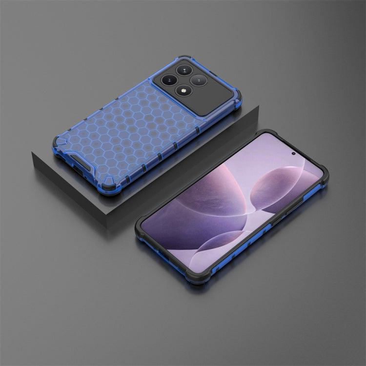 For Xiaomi Poco X6 Pro Shockproof Honeycomb Phone Case(Blue) by buy2fix