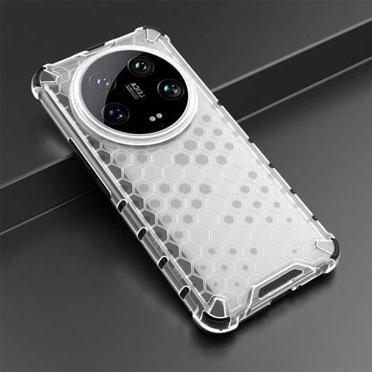 For Xiaomi 14 Ultra Shockproof Honeycomb Phone Case(White) by buy2fix