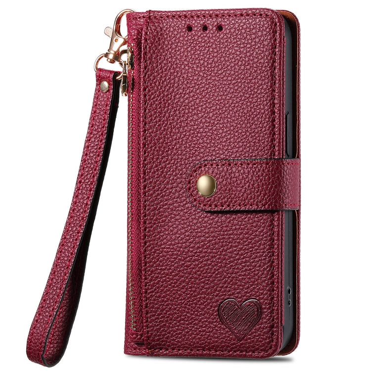 For Xiaomi 14 Ultra Love Zipper Lanyard Leather Phone Case(Red) - 14 Ultra Cases by buy2fix | Online Shopping UK | buy2fix