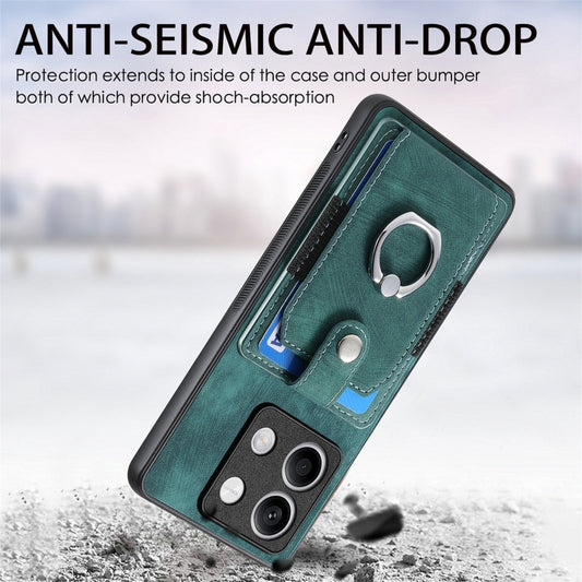 For Xiaomi Redmi Note 13 4G Retro Skin-feel Ring Card Wallet Phone Case(Green) by buy2fix