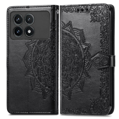 For Xiaomi Redmi K70 Pro Mandala Flower Embossed Leather Phone Case(Black) - K70 Pro Cases by buy2fix | Online Shopping UK | buy2fix