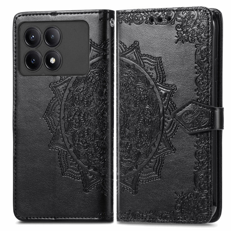 For Xiaomi Redmi K70E Mandala Flower Embossed Leather Phone Case(Black) - K70E Cases by buy2fix | Online Shopping UK | buy2fix