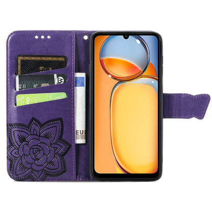 For Xiaomi Redmi 13C Butterfly Love Flower Embossed Leather Phone Case(Dark Purple) - 13C Cases by buy2fix | Online Shopping UK | buy2fix