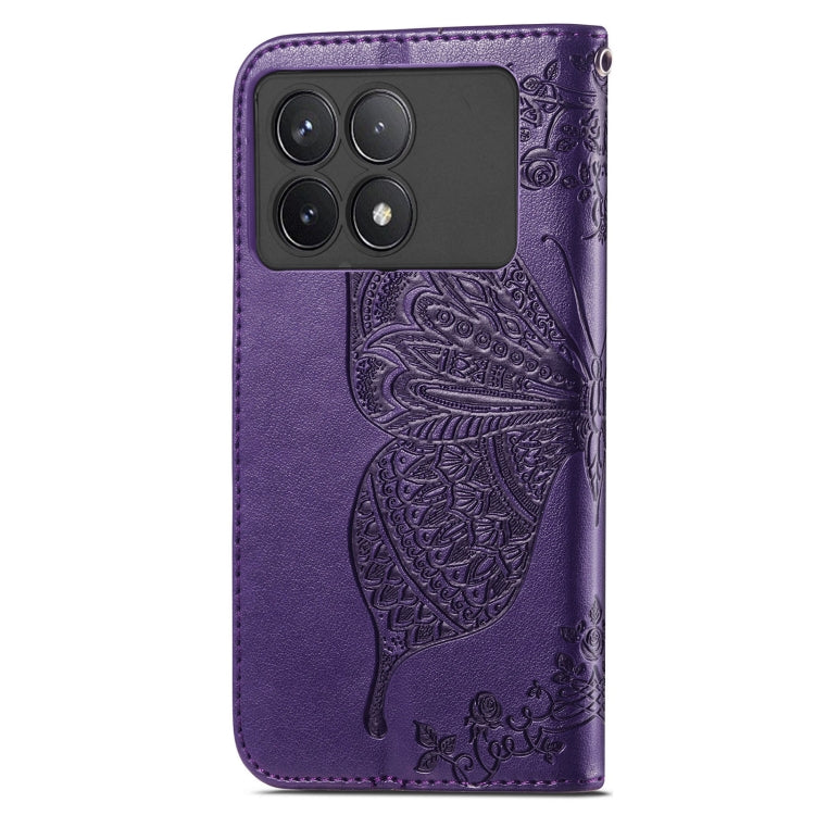 For Xiaomi Redmi K70 Butterfly Love Flower Embossed Leather Phone Case(Dark Purple) - K70 Cases by buy2fix | Online Shopping UK | buy2fix