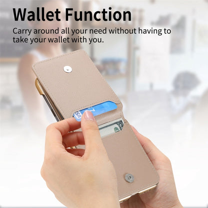 For Samsung Galaxy Z Flip5 5G Crossbody Electroplated Case-film Integrated Wallet Phone Case(Khaki) - Galaxy Z Flip5 Cases by buy2fix | Online Shopping UK | buy2fix
