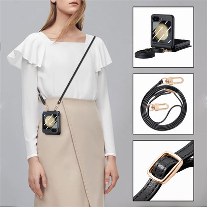 For Samsung Galaxy Z Flip5 5G Crossbody Electroplated Case-film Integrated Wallet Phone Case(Black) - Galaxy Z Flip5 Cases by buy2fix | Online Shopping UK | buy2fix