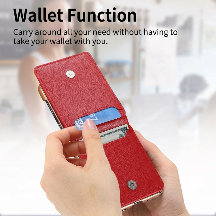 For Samsung Galaxy Z Flip5 5G Crossbody Electroplated Case-film Integrated Wallet Phone Case(Red) - Galaxy Z Flip5 Cases by buy2fix | Online Shopping UK | buy2fix