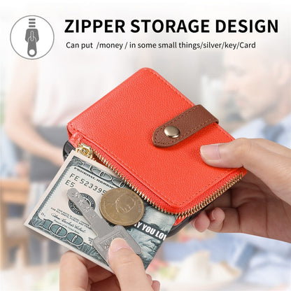 For Samsung Galaxy Z Flip5 5G Crossbody Litchi Electroplated Case-film Integrated Zipper Wallet Phone Case(Orange) - Galaxy Z Flip5 Cases by buy2fix | Online Shopping UK | buy2fix