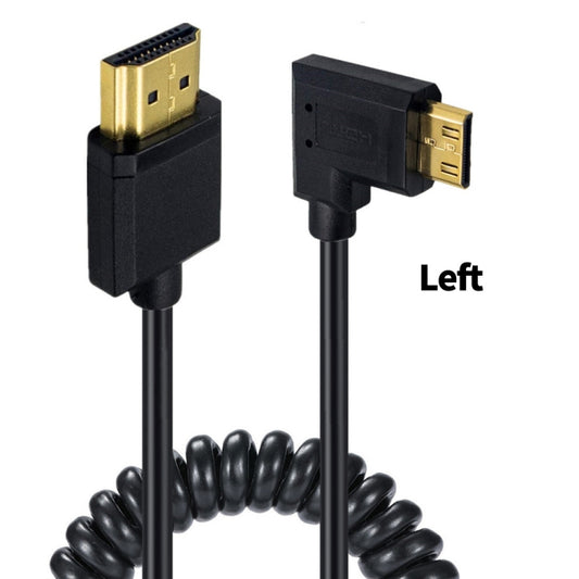 JUNSUNMAY 4K 60Hz Mini HDMI Male to HDMI 2.0V Male Spring Cable, Length:1.8m(Left) - Cable by JUNSUNMAY | Online Shopping UK | buy2fix
