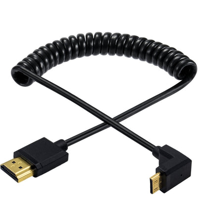 JUNSUNMAY 4K 60Hz Mini HDMI Male to HDMI 2.0V Male Spring Cable, Length:1.8m(Left) - Cable by JUNSUNMAY | Online Shopping UK | buy2fix