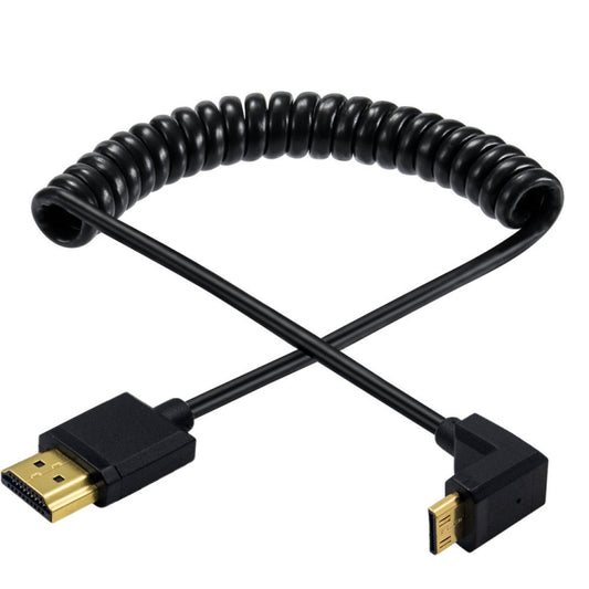 JUNSUNMAY 4K 60Hz Mini HDMI Male to HDMI 2.0V Male Spring Cable, Length:1.2m(Up) by JUNSUNMAY