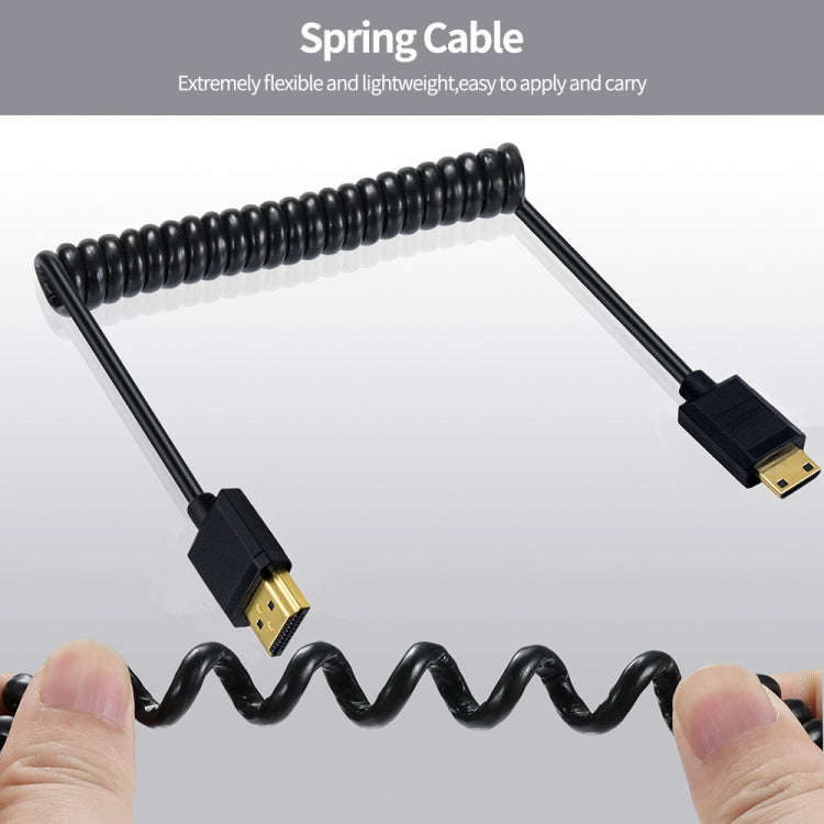 JUNSUNMAY 4K 60Hz Mini HDMI Male to HDMI 2.0V Male Spring Cable, Length:1.8m(Left) - Cable by JUNSUNMAY | Online Shopping UK | buy2fix